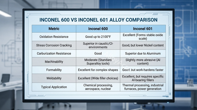 Inconel 600 vs 601